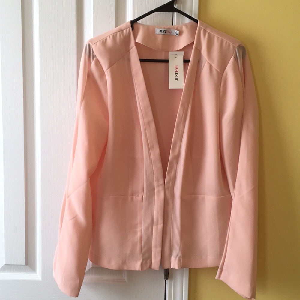 Pink mesh sleeve blazer